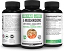 Siberian Green 5 Mushrooms Lions Mane Chaga Shiitake Maitake Reishi - 60 Capsules
