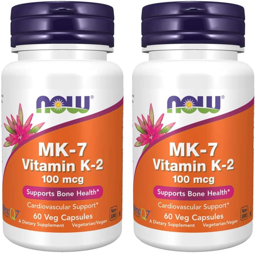 Τώρα Τρόφιμα Βιταμίνη K-2 (MK7) Κάψουλες Veg, 100 mcg, 60 Count, Pack of 2