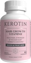 Kerotin Hair Growth Vitamins, Biotin Supplement, DHT Blocker, Collagen Stimulator, for Hair Loss Support, Nail & Skin Care, Includes Saw Palmetto, Vitamin D3 & More - 60 Pills (1 Month Supply)