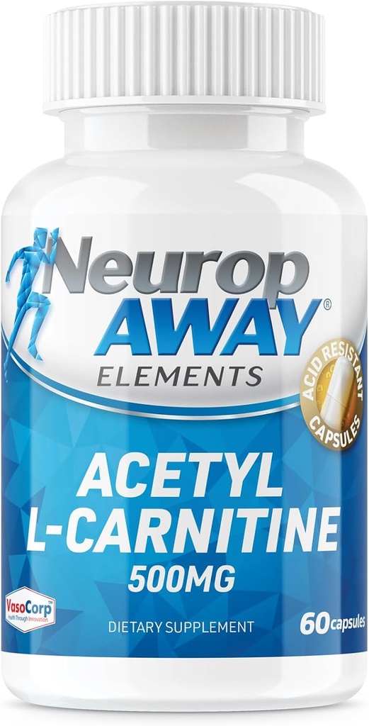 NeuropAWAY Στοιχεία Acetyl L-Carnitine 500mg 60ct Κάψουλες (60 500mg κάψουλες ανά φιάλη) Veggie Caps Third Party Tested Made in USA