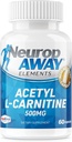 NeuropAWAY Στοιχεία Acetyl L-Carnitine 500mg 60ct Κάψουλες (60 500mg κάψουλες ανά φιάλη) Veggie Caps Third Party Tested Made in USA