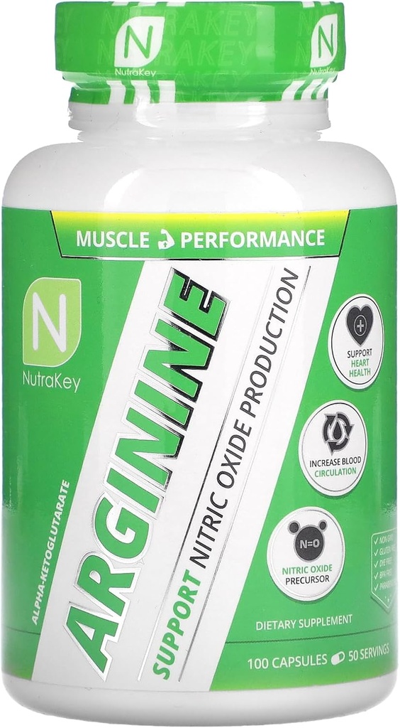 NutraKey Arginine 500mg, 100 Count