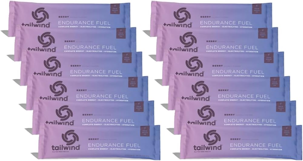 Tailwind Nutrition Endurance Fuel, Sports Drink Powder Single Serving with Electrolytes, Non-GMO, Free of Soy, Dairy, and Gluten, Vegan-Friendly, Berry, Pack of 12