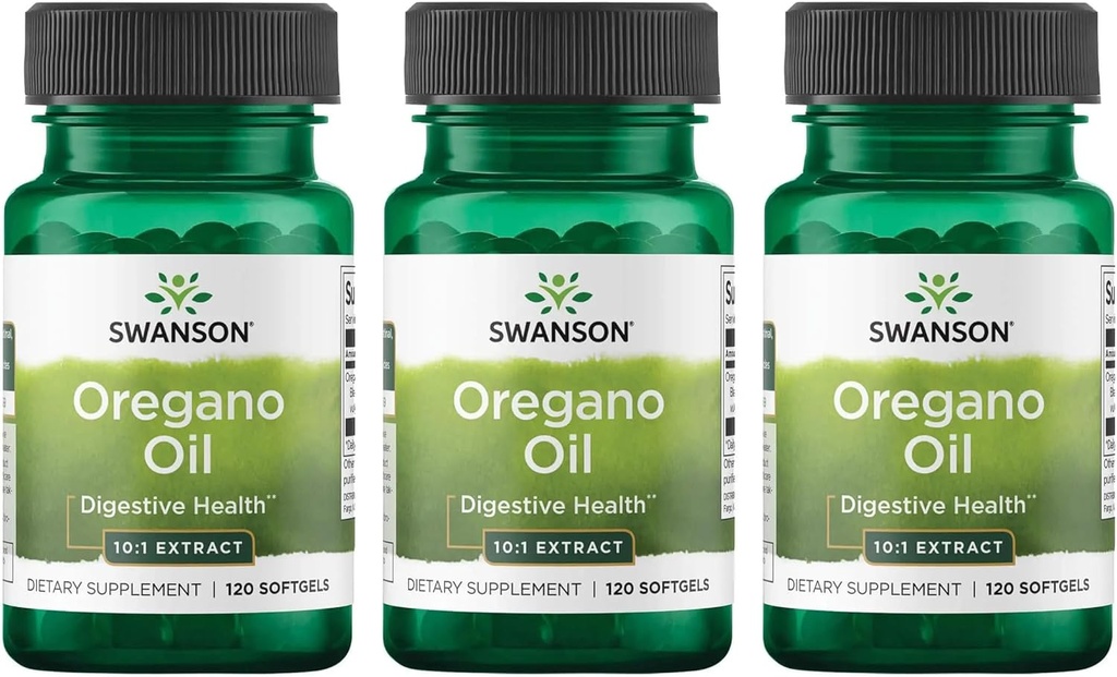 Swanson Oregano Oil 10:1 Extract - Φυσικό συμπλήρωμα για την προώθηση της Digestive Health & αναπνευστική υποστήριξη - Υποστηρίζει Γαστρεντερικό σύστημα & ούρα Φυλλαδική υγεία - (120 Softgels, 150mg έκαστο) (3 Pack)