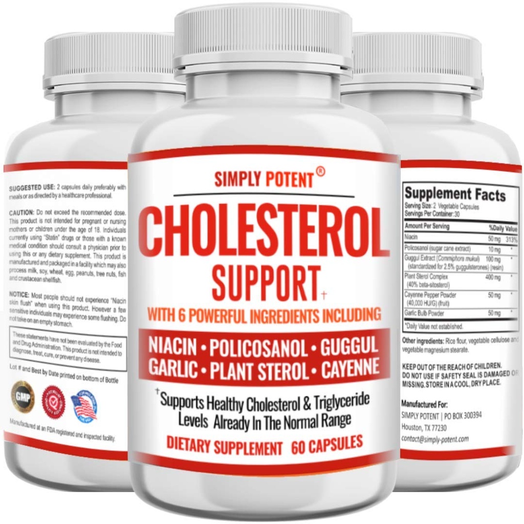 Simply Potent Cholesterol Supplement | Non-GMO, Gluten-Free | 60 Capsules