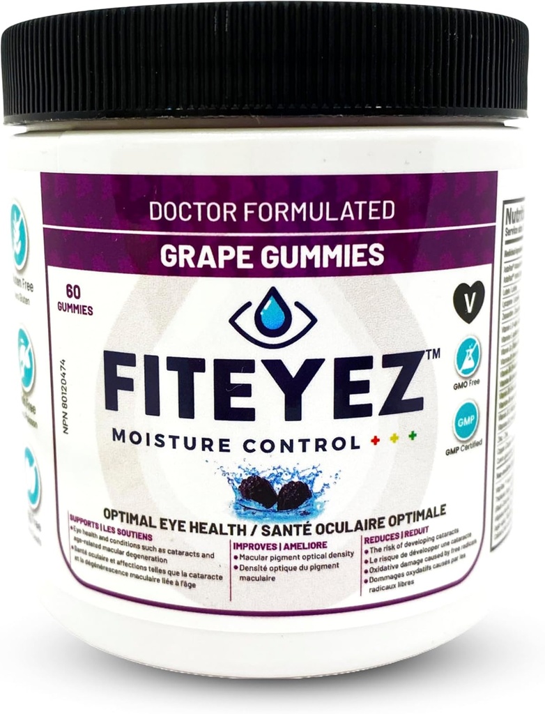 Βιταμίνες ματιών Gummies - Ασταξανθίνη, Lutein και Zeaxanthin Συμπληρώματα - 11 Απαραίτητα Οφθαλμικά θρεπτικά συστατικά - Μη ΓΤΟ και συμπλήρωμα χωρίς γλουτένη - Περιλαμβάνει Βιταμίνη Ε, B1, B6, B9 & B12-60 Gummies