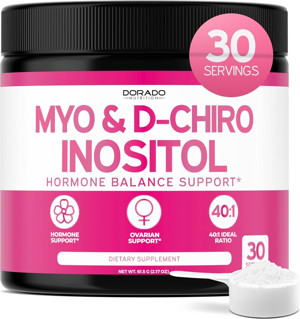 Myo-Inositol & D-Chiro Inositol συμπλήρωμα σε σκόνη (2050mg ανά υπηρεσία Ιδανικό 40:1 Λόγος Myo Inositol, 30 ημέρα προσφοράς) για την ισορροπία ορμονών για τις γυναίκες και την υγεία των ωοθηκών - Tested τρίτο μέρος, Vegan & USA Made