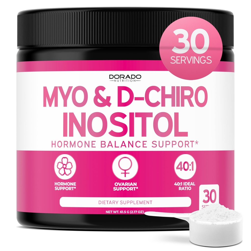 Myo-Inositol & D-Chiro Inositol συμπλήρωμα σε σκόνη (2050mg ανά υπηρεσία Ιδανικό 40:1 Λόγος Myo Inositol, 30 ημέρα προσφοράς) για την ισορροπία ορμονών για τις γυναίκες και την υγεία των ωοθηκών - Tested τρίτο μέρος, Vegan & USA Made