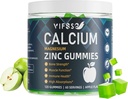 Ασβέστιο Μαγνήσιο Ψευδάργυρος Gummies 600mg με βιταμίνη D3 K2, 120 Gummies Plant Based Sugar-Free Calcium Gummies Υψηλή Απορρόφηση Σύμπλεγμα ασβεστίου Συμπλήρωμα 70+ Ίχνη Ορυκτά για την αντοχή των οστών, Vegan