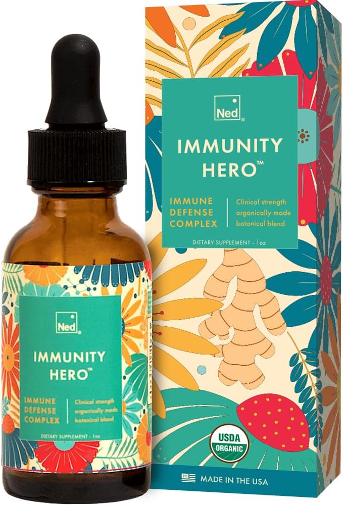 Ned Immunity HeroTM - Βιολογικό, βοτανικό ανοσοποιητικό συμπλήρωμα υποστήριξης για ενήλικες - ανοσοενισχυτικό ενισχυτικό με Echinacea και Astralagus