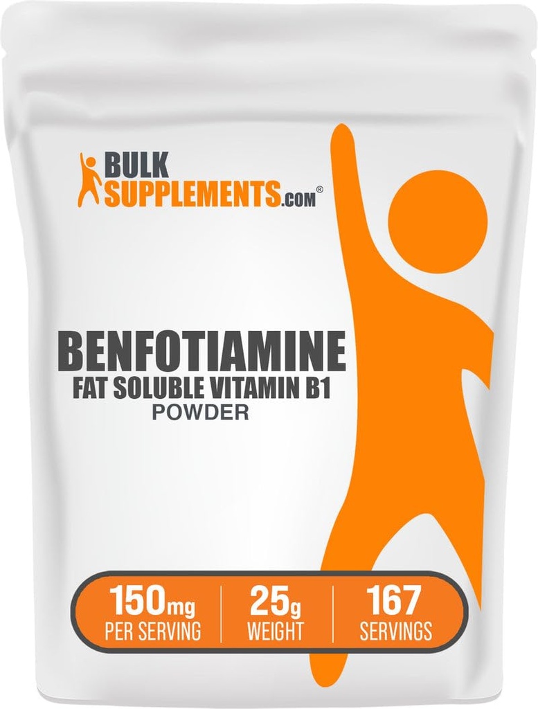 BulkSupplements.com Benfotiamine Powder -Βιταμίνη Β1 Benfotiamine Supplement, Fat Soluble B1 Βιταμίνη - Χωρίς γλουτένη, 150mg ανά Σερβίρισμα, 25g (0,88 oz) (πακέτο του 1)