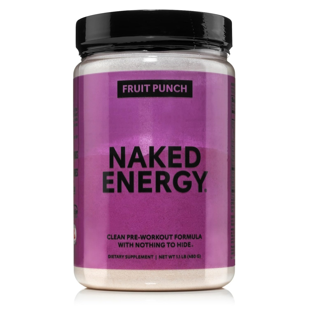 NAKED Fruit Punch Energy - Καθαρό συμπλήρωμα προ προπόνησης για άνδρες και γυναίκες, Vegan Friendly, Όχι πρόσθετα γλυκαντικά, χρώματα ή γεύσεις - 30 εξυπηρετούν
