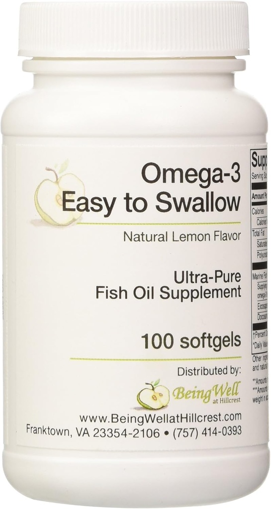 Ωμέγα-3 'Easy to Swallow' Ultra-καθαρό συμπλήρωμα ιχθυέλαιο φυσικό άρωμα λεμόνι 100 Softgels