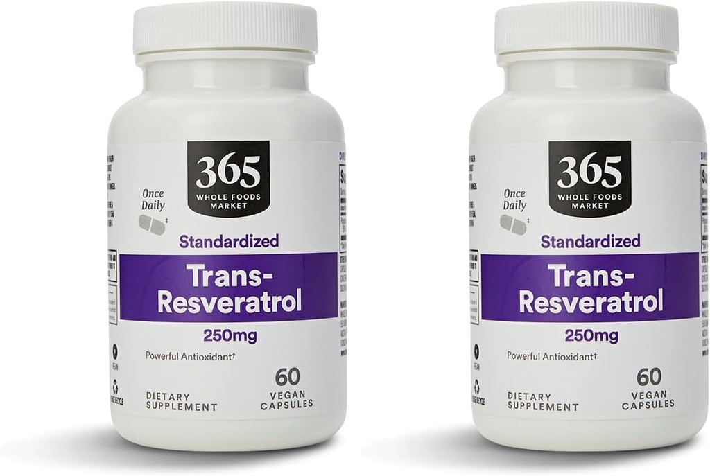 Ολόκληρη η αγορά τροφίμων, Transresveratrol 250Mg, 60 κάψουλες Vegg (πακέτο των 2)