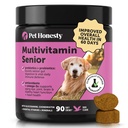 Pet Honesty Vet Recommended Senior Dog Multivitamin, 90 Ct, Duck | 10-in-1 Dog vitamins for older dogs, supports hip & joint stiffness, eye, brain & heart health, with glucosamine & probiotics