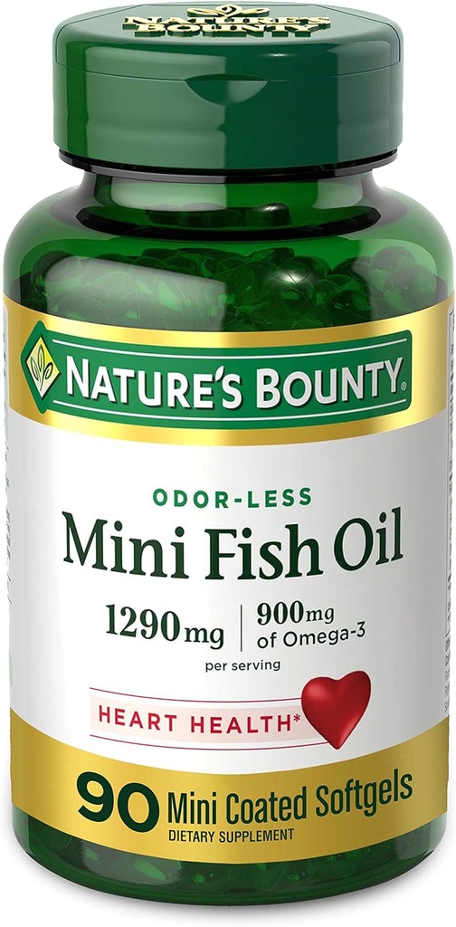 Nature’s Bounty Mini Fish Oil, 1290mg, 900mg of Omega-3, 90 Softgels