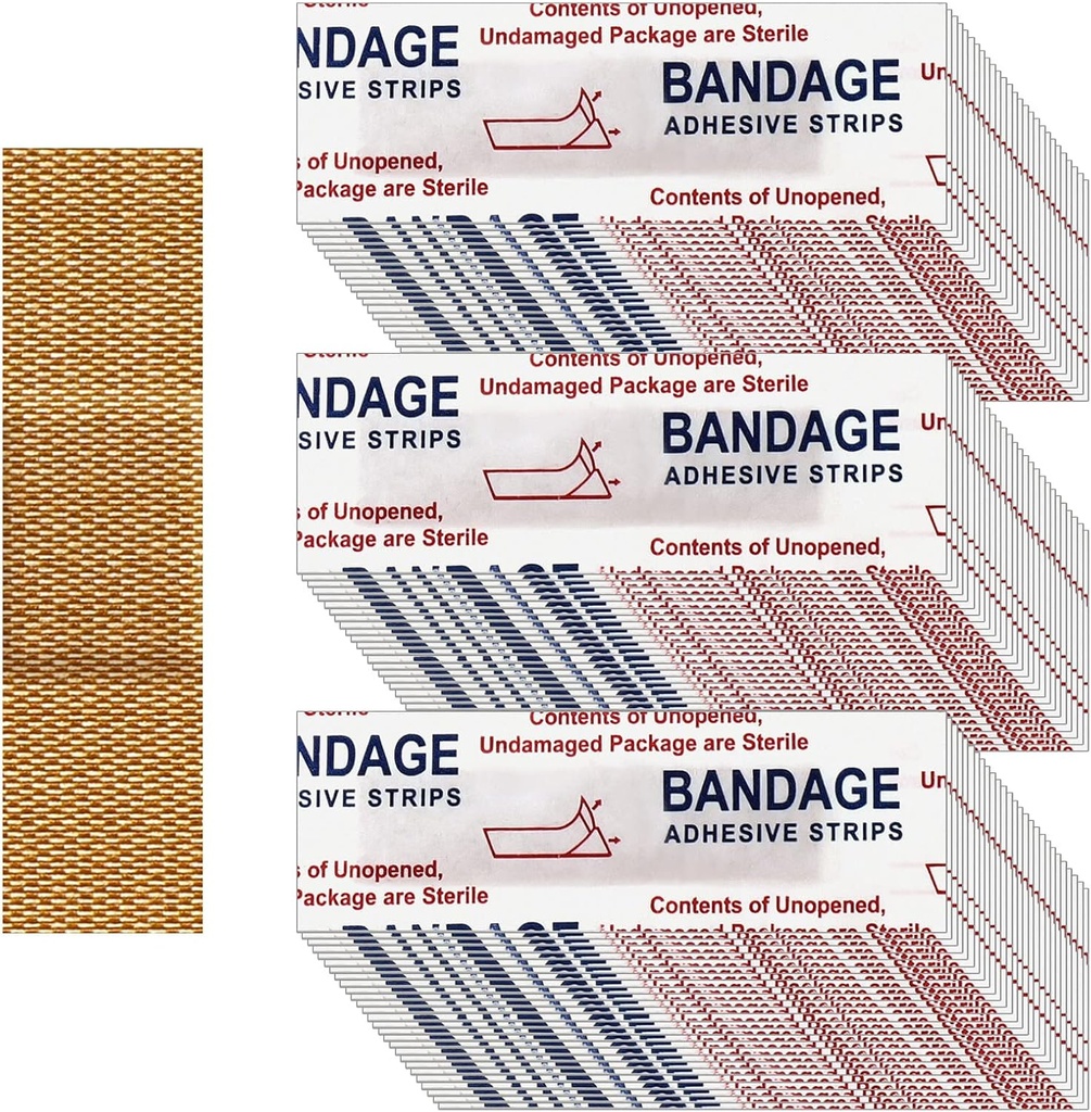 Weewooday 300 Pcs Small Bandages - Nose Bandages, Fabric, Adhesive, Flexible, Breathable - 0.34 x 1.6 Inch