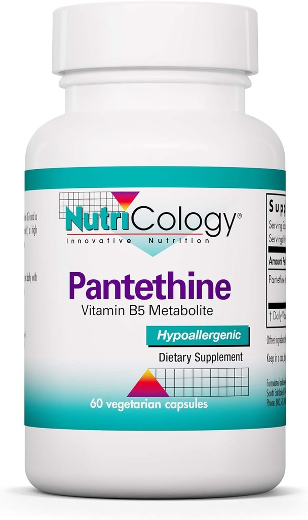 Nutricology συμπλήρωμα παντεθίνης - Βιταμίνη Β5, Παντοθενικό οξύ, Υποστήριξη μεταβολισμού, Υποστήριξη ήπατος, Καρδιαγγειακό συμπλήρωμα, Συνένζυμο Α, 660mg κάψουλες χορτοφάγων - 60 Count