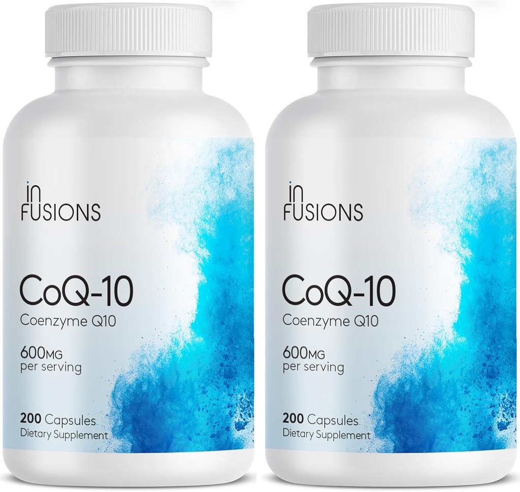 Infusions Maximum Strength Pure CoQ10 600mg 200 Capsules High Absorption Gluten Free Non-GMO (2)