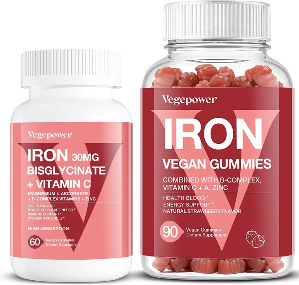 Vegan Iron Gummies Strawberry Plus Iron Bisglycinate 30MG 