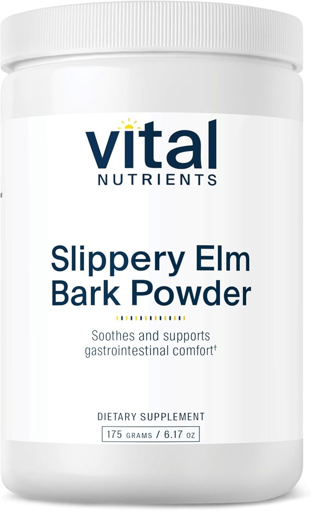Vital Nutrients Slippery Elm Bark Powder | Herbal Leaky Gut Support | Vegan Gastrointestinal Support for Regular Bowel Movements | Gluten, Dairy, Soy Free | Non-GMO | 2500mg