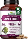 Zazzee Extra Strength Artichoke 20:1 Extract, 9000 mg Strength, 5% Caffeoylquinic Acid, 150 Vegan Capsules, 5 Month Supply, Concentrated and Standardized 20X Extract, Non-GMO and All-Natural