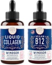 WINDSOR BOTANICALS Βιταμίνη B12 Υγρό και Υγρό Κολλαγόνο με Βιοτίνη - Ενέργεια και Wellness Δέσμη