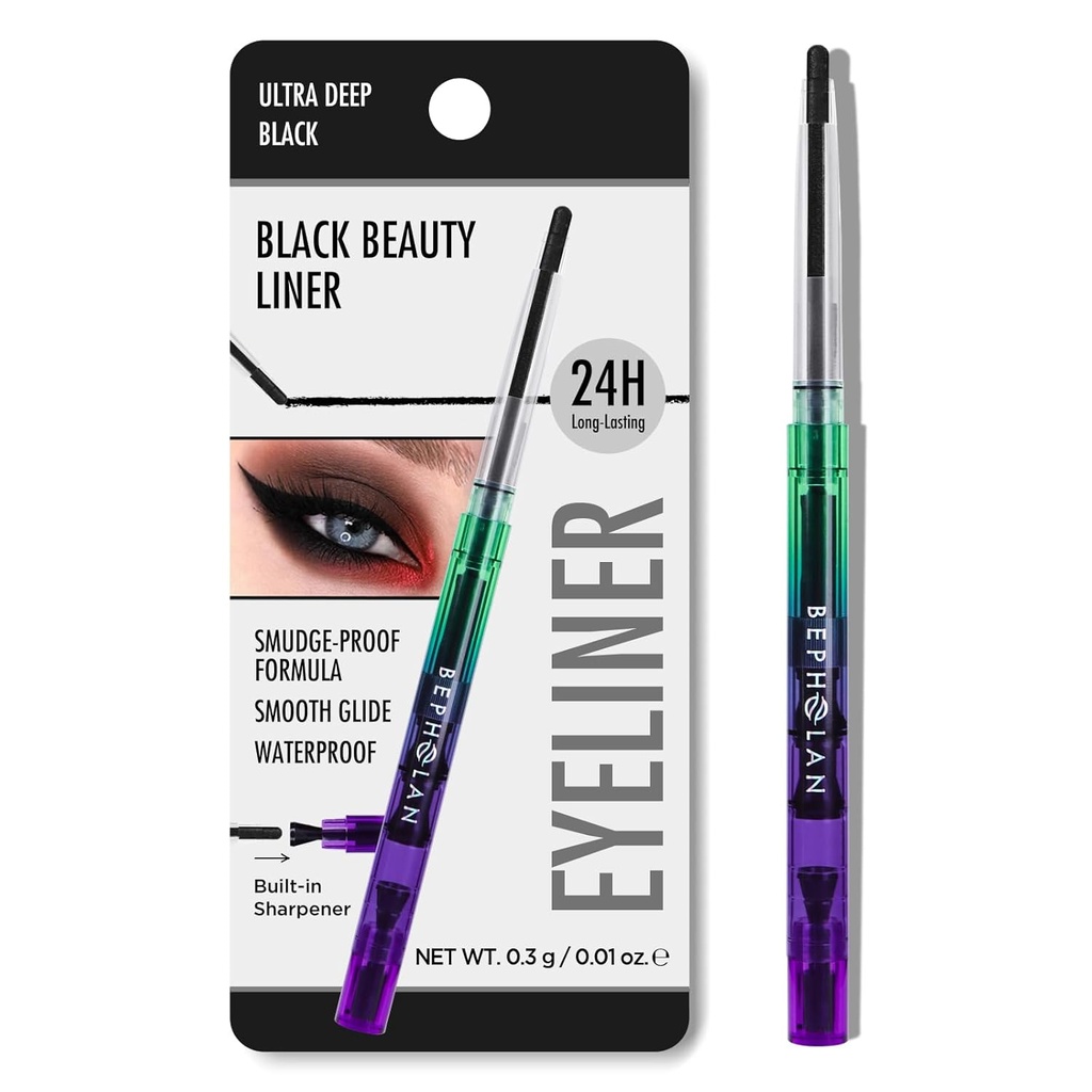 BEPHOLAN Μαύρο μολύβι Eyeliner, Αδιάβροχο Gel Eyeliner Μολύβι Μαύρο Αδιάβροχη πένα Eye Liner για τις γυναίκες Αδιάβροχη αποτύπωση μακρού μήκους (BLACK)