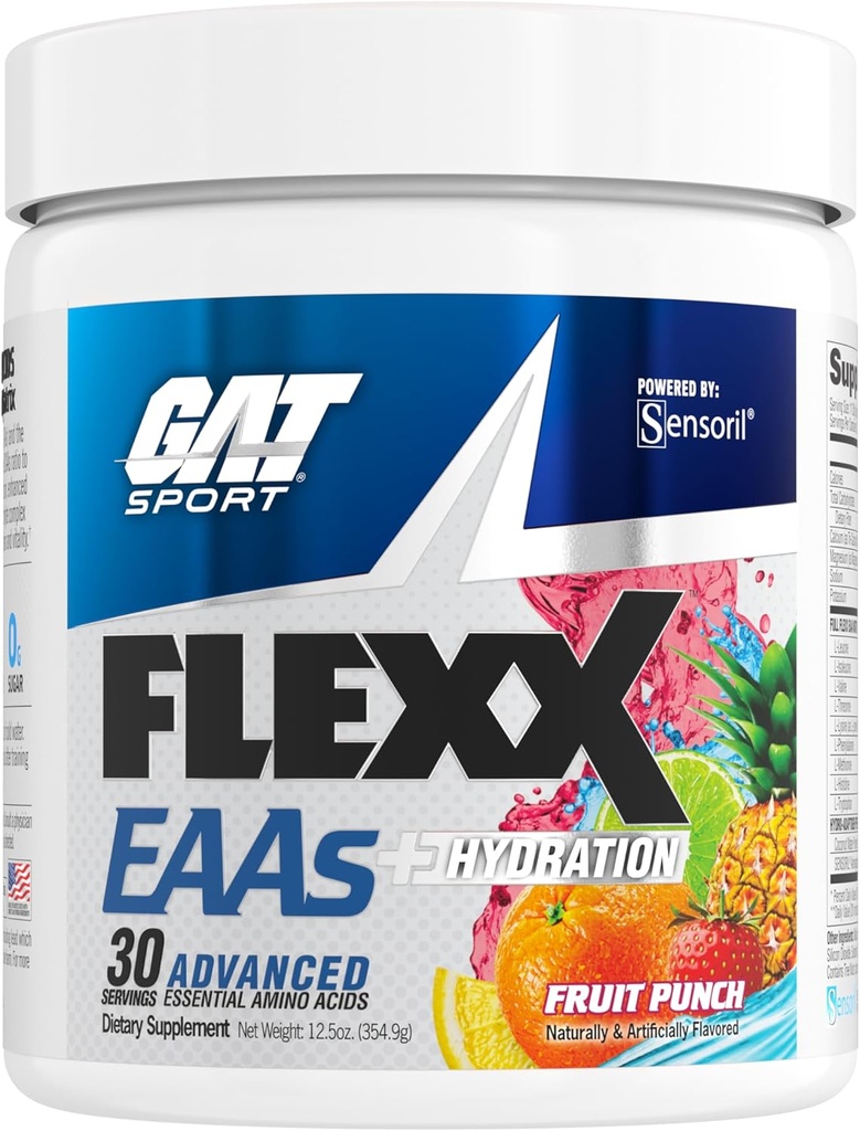 GAT SPORT Flexx EAAs + Hydration, Advanced Essential Amino Acids, 30 Servings (Fruit Punch)