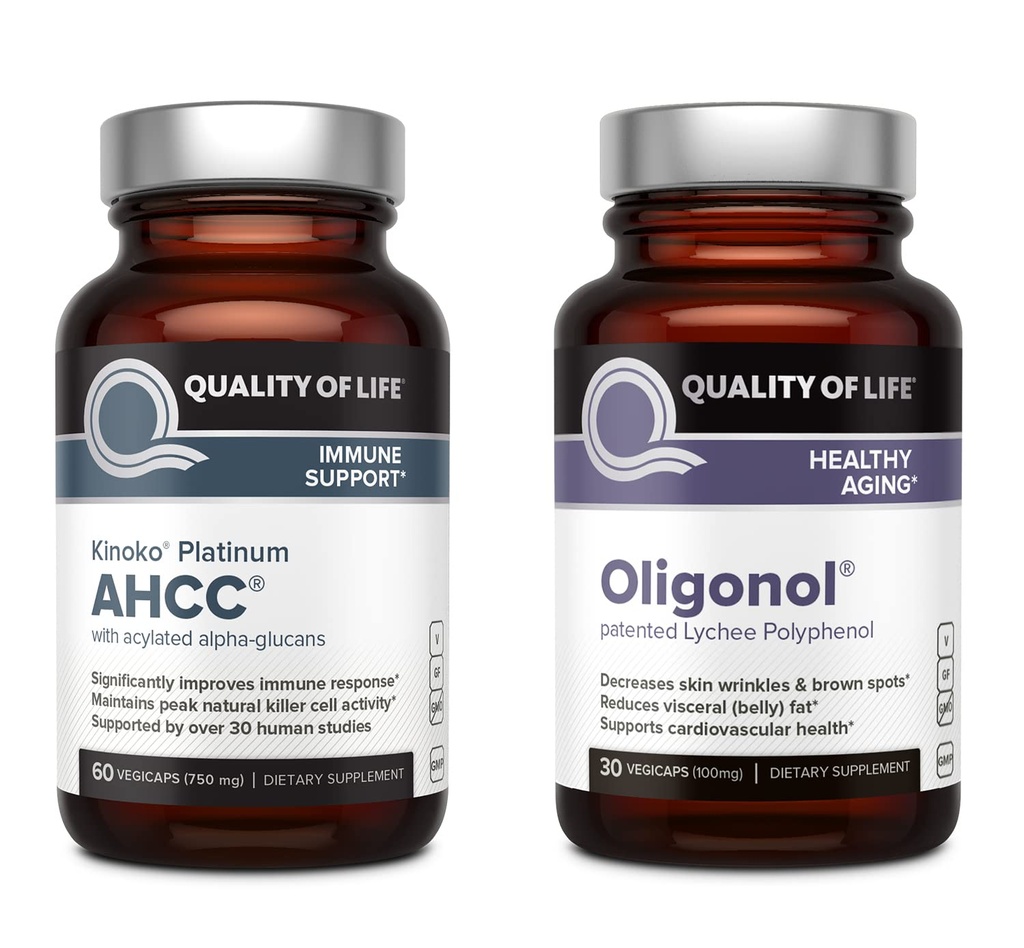 Ποιότητα ζωής Kinoko Platinum AHCC 750 mg και εκχύλισμα Oligonol Lychee - για την υποστήριξη του ανοσοποιητικού, υγιή γήρανση