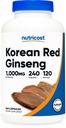 Nutricost Korean Ginseng 1000mg Σερβίρισμα, 240 κάψουλες - 500mg ανά κάψουλα, 120 σέρβις - Korean Panax Red Ginseng - Χωρίς γλουτένη & μη ΓΤΟ