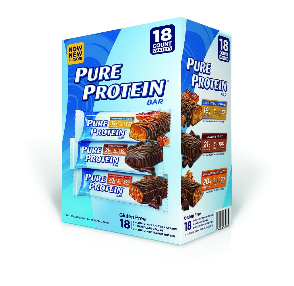 Pure Protein Bar, Σοκολάτα Φυστικοβούτυρο/ Αλάτι Caramel/Chocolate Deluxe, 18 Count