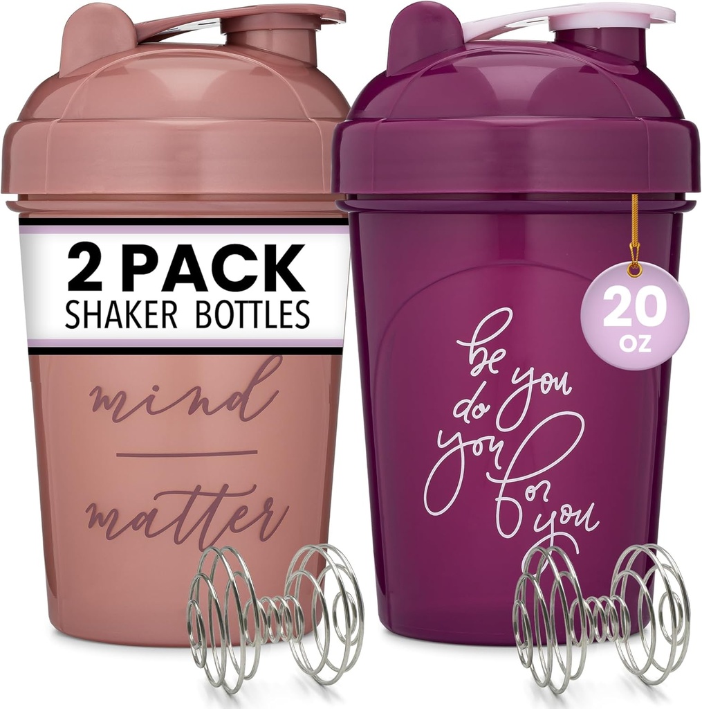 GOMOYO 2-Pack 20-Ounce μπουκάλι αναδευτήρα πρωτεΐνης (Plum & Rose) 