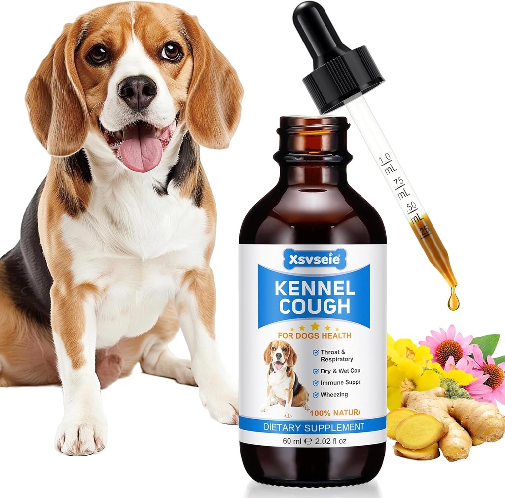 Kennel Cough treatment Drops για σκύλους, φυσικό συμπλήρωμα σκύλου Herbal Kennel Cough Drops για όλες τις φυλές & μέγεθος σκύλου