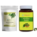 HERBAL HILLS Neem Leaf σκόνη και Moringa δισκία Shigru Συσκευασία των 2 Combo