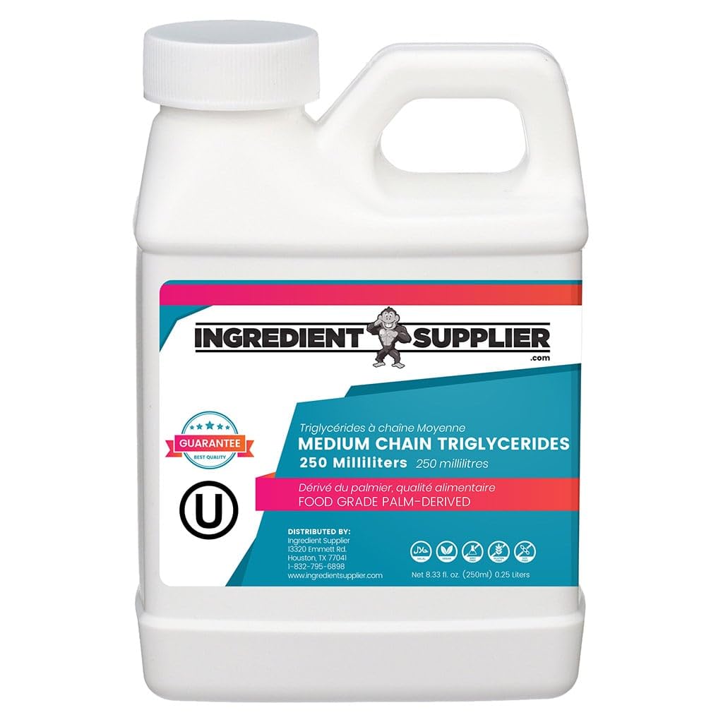 MCT Oil - 250mL (8,33 Oz.) Βιώσιμη Palm Derived - USP βαθμός τροφίμων - μη ΓΤΟ - Χαλάλ - για την αθλητική διατροφή, Keto ή Παλαιοδιατροφή, καθαρή ενέργεια, εκχυλίσματα