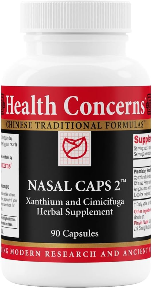 Υγεία Ανησυχίες Nasal Caps 2 – Sinus & Nasινικό συμπλήρωμα υποστήριξης – Συμφόρηση μύτης & Sinus Υποστήριξη πίεσης – Παραδοσιακή κινεζική Φόρμουλα με Ξάνθη, & Cimicifuga – 90 κάψουλες