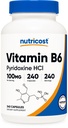 Nutricost Βιταμίνη B6 (Pyridoxine HCl) 100mg, 240 Κάψουλες