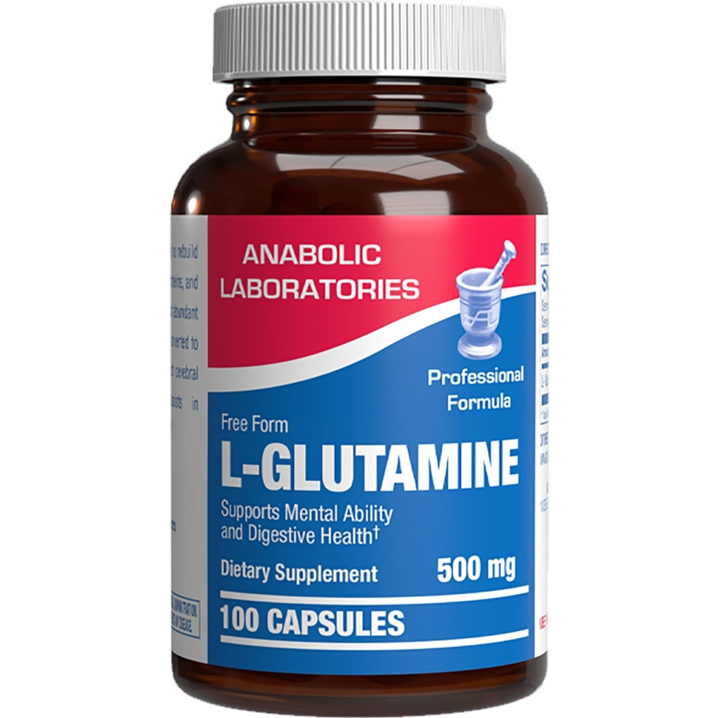 Free Form L-Glutamine Supplement - Clinical L Glutamine Κάψουλες 500mg για την Υγεία των Ούλων και την Ανοσολογική Υποστήριξη - Ισχυρό Amino Acid Glutathione Precursor - Μη ΓΤΟ & Made in The USA - 100 Services