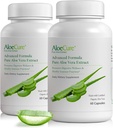 AloeCure Βιολογικές κάψουλες Aloe Vera, 160.000mg Εσωτερικό φύλλο Aloe Ισοδύναμο ανά υπηρεσία, υποστήριξη Gut, Digestive, & ανοσοποιητική υγεία, Βοηθά στη διατήρηση ισορροπία στο στομάχι οξύτητα, Αλόη Δωρεάν, 60caps x 2Btl