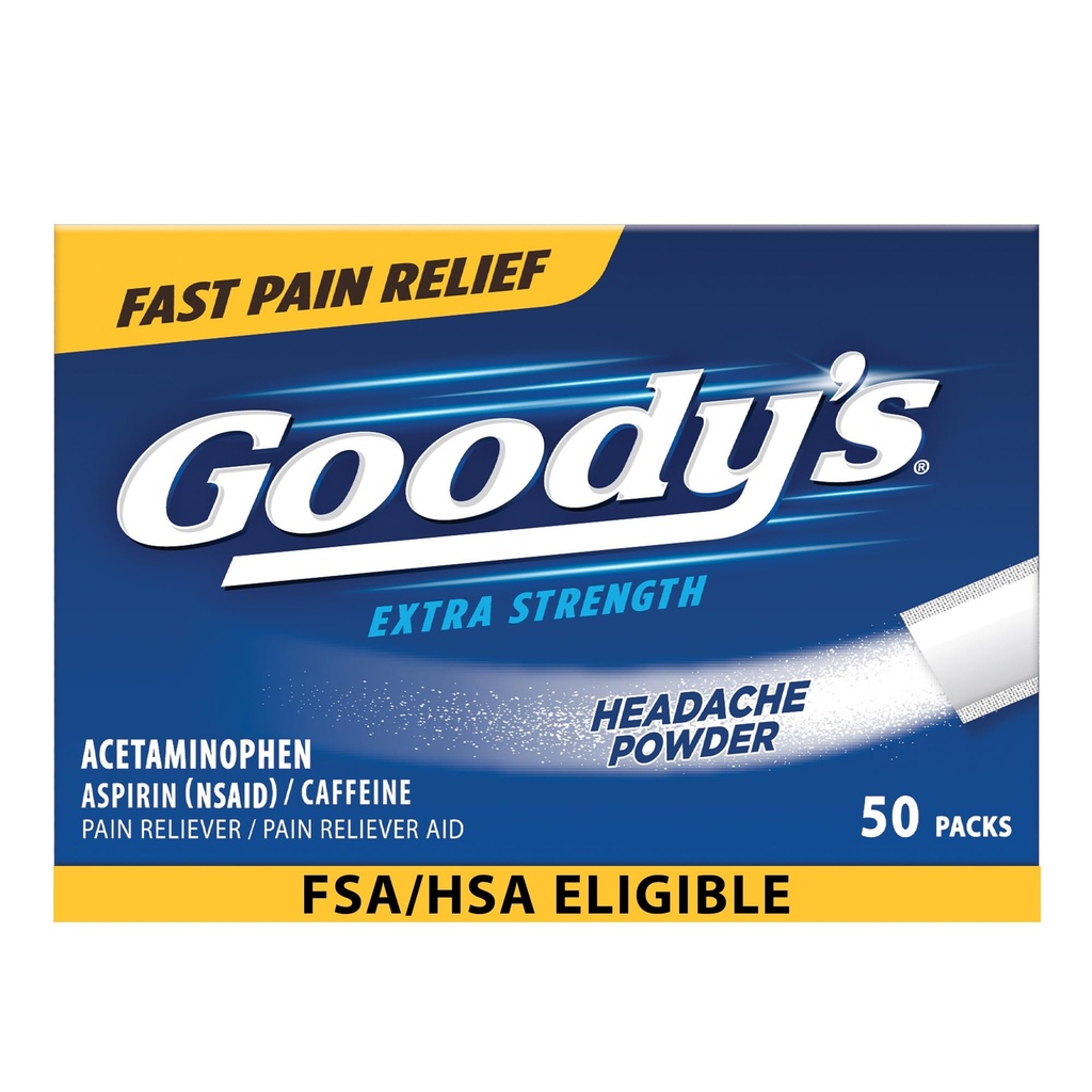 Σκόνη ανακούφισης πόνου Goody, επιπλέον δύναμη Πονοκέφαλος σκόνη, 50 ct (πακέτο του 1)