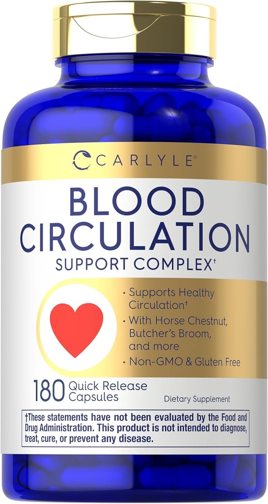 Carlyle Blood Circulation Supplement | 180 Capsules | Supports Healthy Circulation | Non-GMO, Gluten Free