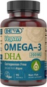 DEVA Vegan Omega-3 DHA συμπλήρωμα, μία φορά την ημέρα Softgel 200 MG, Carragenan δωρεάν, Ζελατίνη δωρεάν, μη ψάρια, Algae Oil, Omega-3 λιπαρά οξέα - 90 Softgels