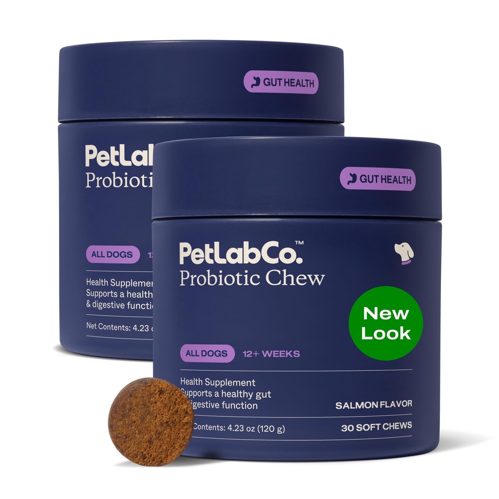 PetLab Co. Προβιοτικά για τα σκυλιά, την υγεία των ούρων υποστήριξης, περιστασιακή διάρροια, Digestive Υγεία & Εποχικές Αλλεργίες - Σάλτσα Γεύση - Συσκευασία Μαΐου Vary - 30 Μαλακό Chews πακέτο των 2