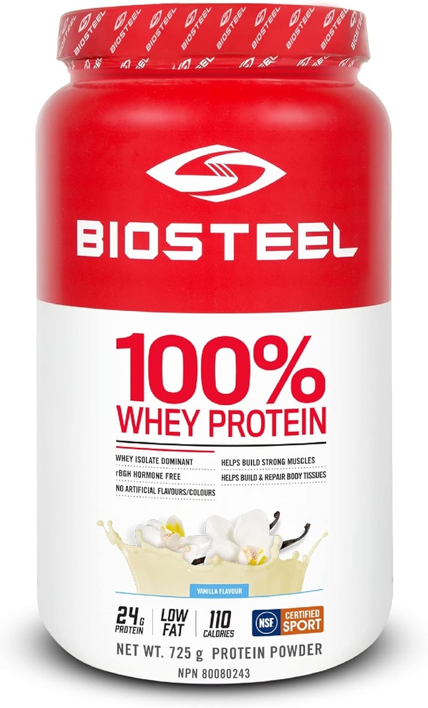 BioSteel Sports Vanilla 100% Whey Protein Powder Supplement, rBGH Hormone Free & Non-GMO Post Workout Formula, 25 Υπηρεσίες, 25.5 Ουγγιά Trusted by Pro Athletes, NSF for Sport