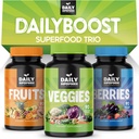 DailyBoost - 42 Different Whole Food Fruits and Veggies Supplement with Berries for Natural Energy Boost - Balance of 100% Fruit and Vegetables Capsules from Nature - Made in The USA