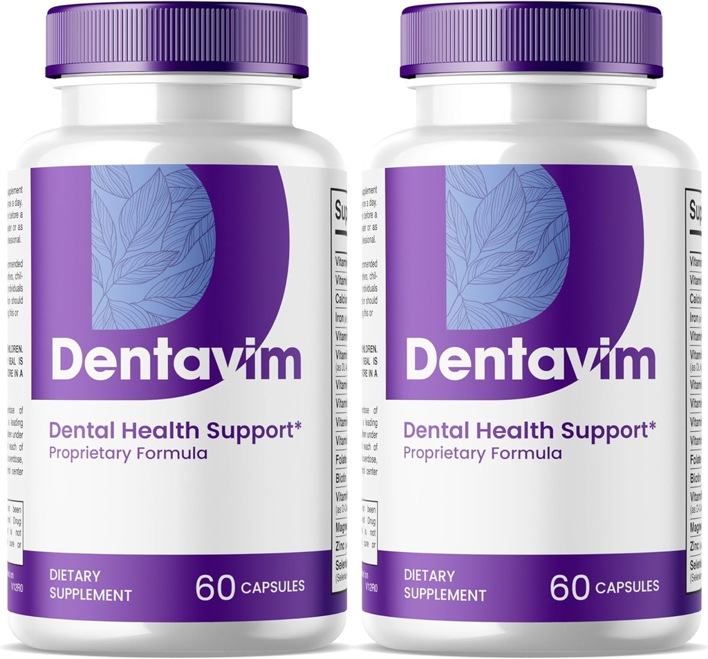 (2 Pack) Dentavim Capsules - All Natural Care for Teeth and Gums - Dentavim Dental Health Formula - Maximum Strength, Vitamin & Minerals for Overall Oral Protection, Denta Vim Advanced (120 Capsules)
