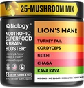 Kava Kava Root Cordyceps Lions Mane Reishi Mushroom Supplement, Nootropic Mushrooms Caps Κάβα Κάβα Extract, Mushroom Vitamins for Women, Ashwagandha, Magnesium - 60 Caps (1 Pack)