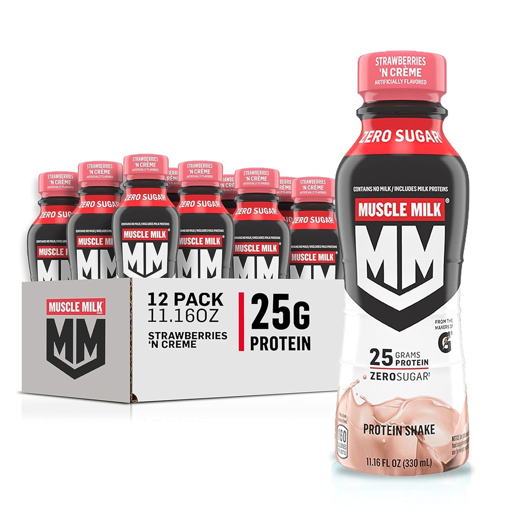 Μύες Γάλα Γνήσιο Shake, Φράουλα, 11.16 Fl Oz Φιάλες (πακέτο των 12)