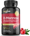 D- Mannose 1500mg, 120 κάψουλες με Dandelion Herb και Cranberry Extracts, φυσικό ουροποιητικό καθαρισμού για UTI Υποστήριξη, Flushing και Αποτοξίνη των προσμείξεων, για άνδρες και γυναίκες.